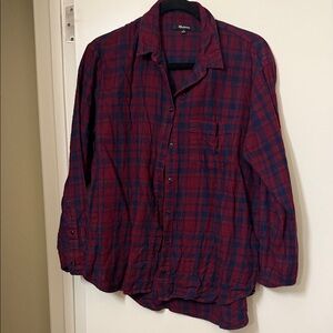 Madewell Red and Blue Plaid Button-Up Shirt
